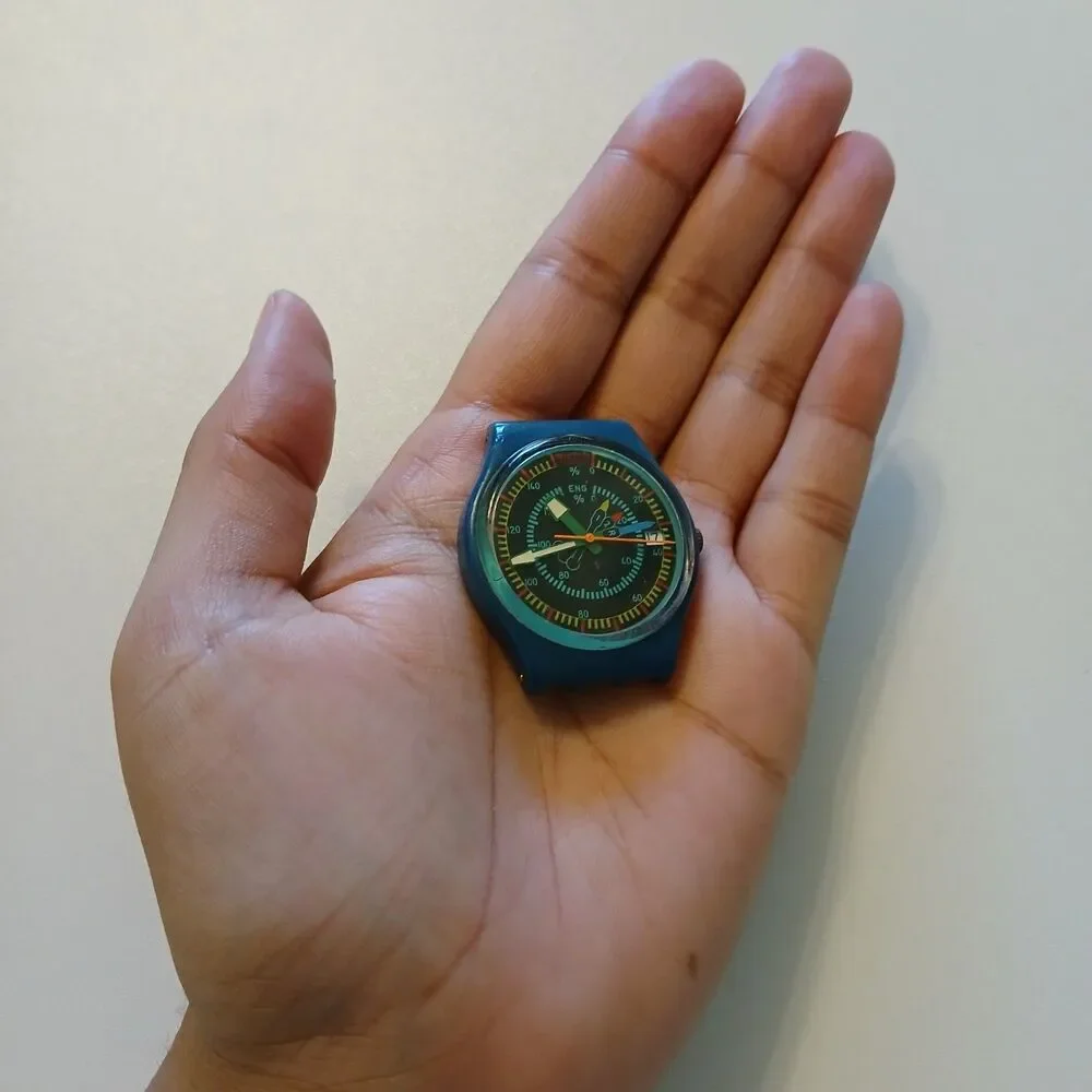 Parts/Repair VTG 1986 Swatch Gent Rotor GS400 Quartz Watch Head Rare 33mm